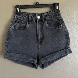 Cotton On Black High-Rise Stretch Black Denim Shorts
